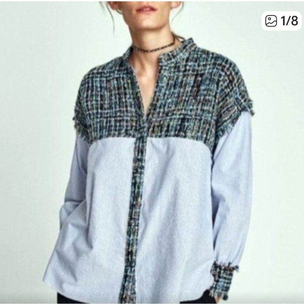 Zara Basics Tweed Button Down - Picture 1 of 13